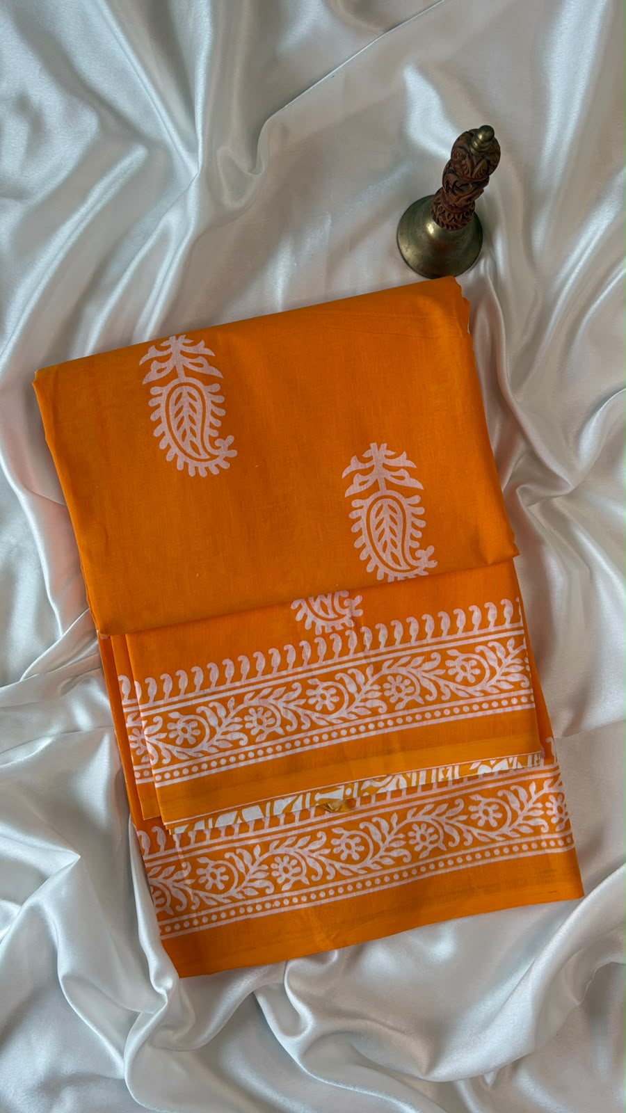 Cotton Saree - Bright Orange