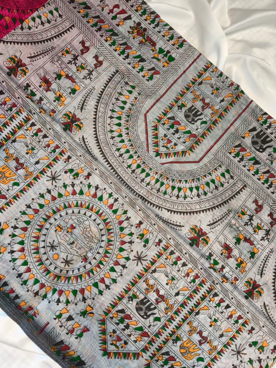 Khadi Cotton with Madhubani Print Saree